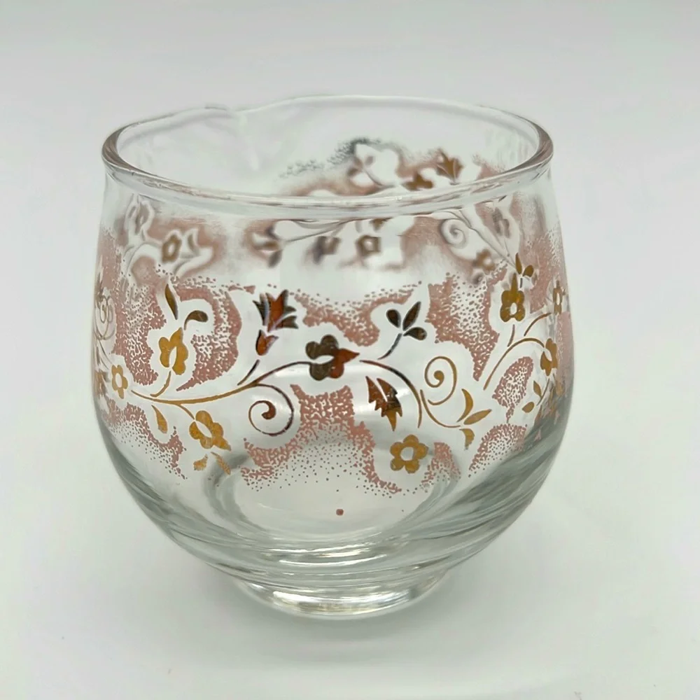 Vintage Libbey Duchess Pink Mist Gold Floral Vine Glass Creamer